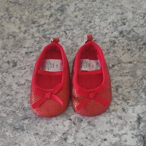 Cat & Jack Ruby Red Glittery Sparkly Shoes Size 0-3 Months